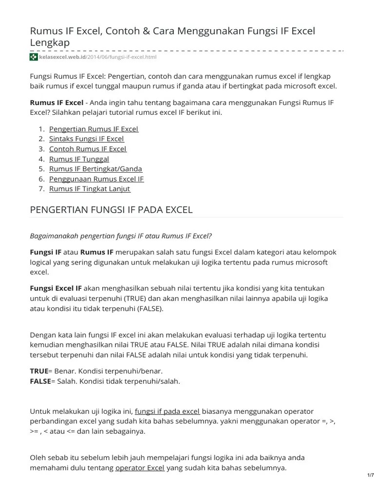 Apakah if tunggal, if ganda atau seperti apa? Kelasexcel Web Id Rumus If Excel Contoh Cara Menggunakan Fungsi If Excel Lengkap Pdf