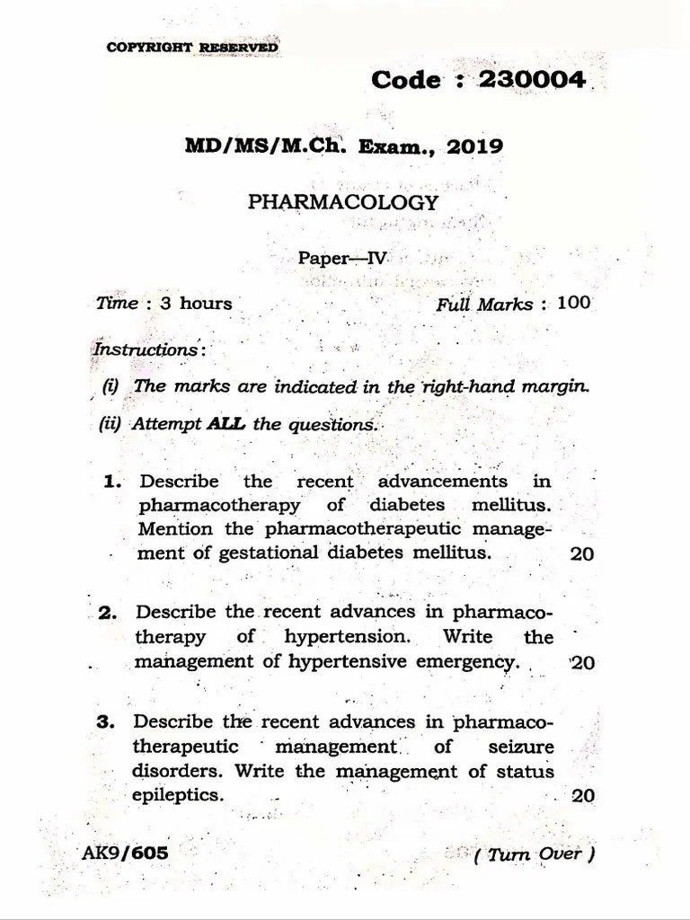 MD Pharmacology Question Papers 2019-06-17 11.48.23 PDF | Download Free ...