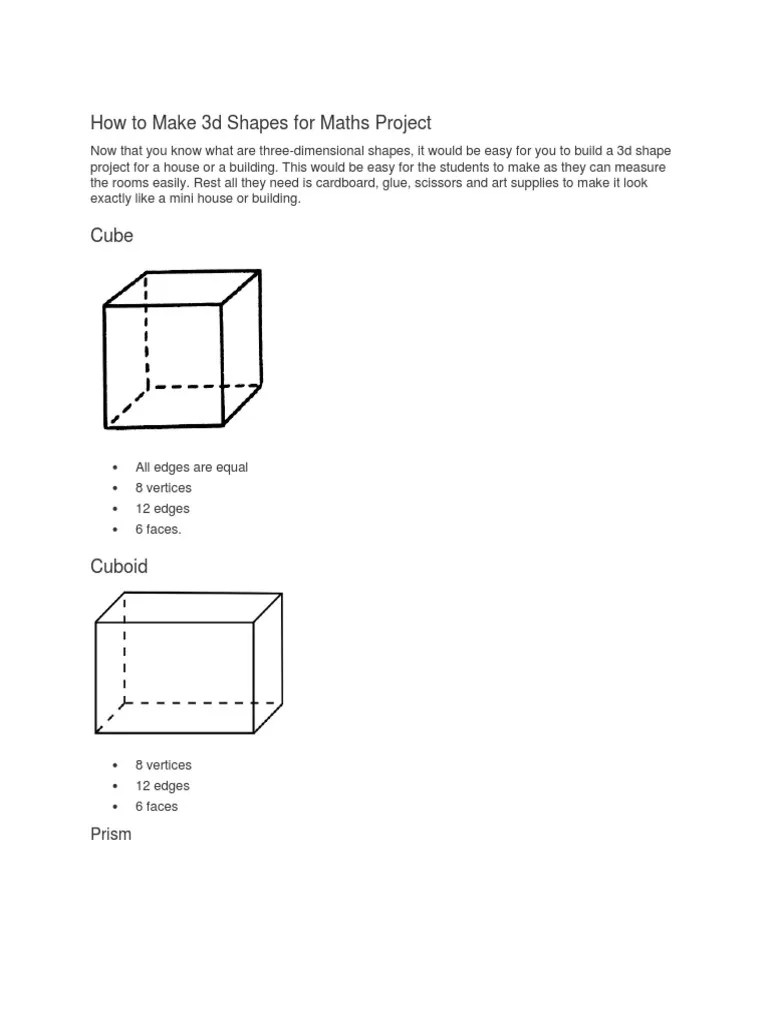 How To Make 3d Shapes For Maths Project | PDF