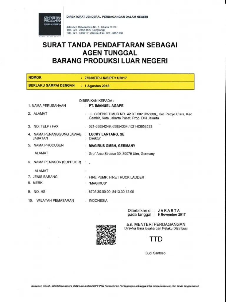 6.) STP Keagenan Dan Surat Penunjukan Sebagai Agen Tunggal | PDF