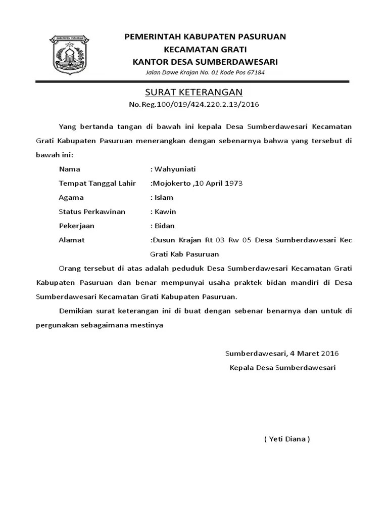 Contoh surat keterangan ghoib dari kerlurahan. Surat Keterangan Usaha Pdf
