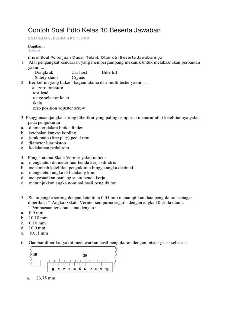 Salah satu fungsi dari sistem rem pada kendaraan adalah. Contoh Soal Pdto Kelas 10 Beserta Jawaban Pdf