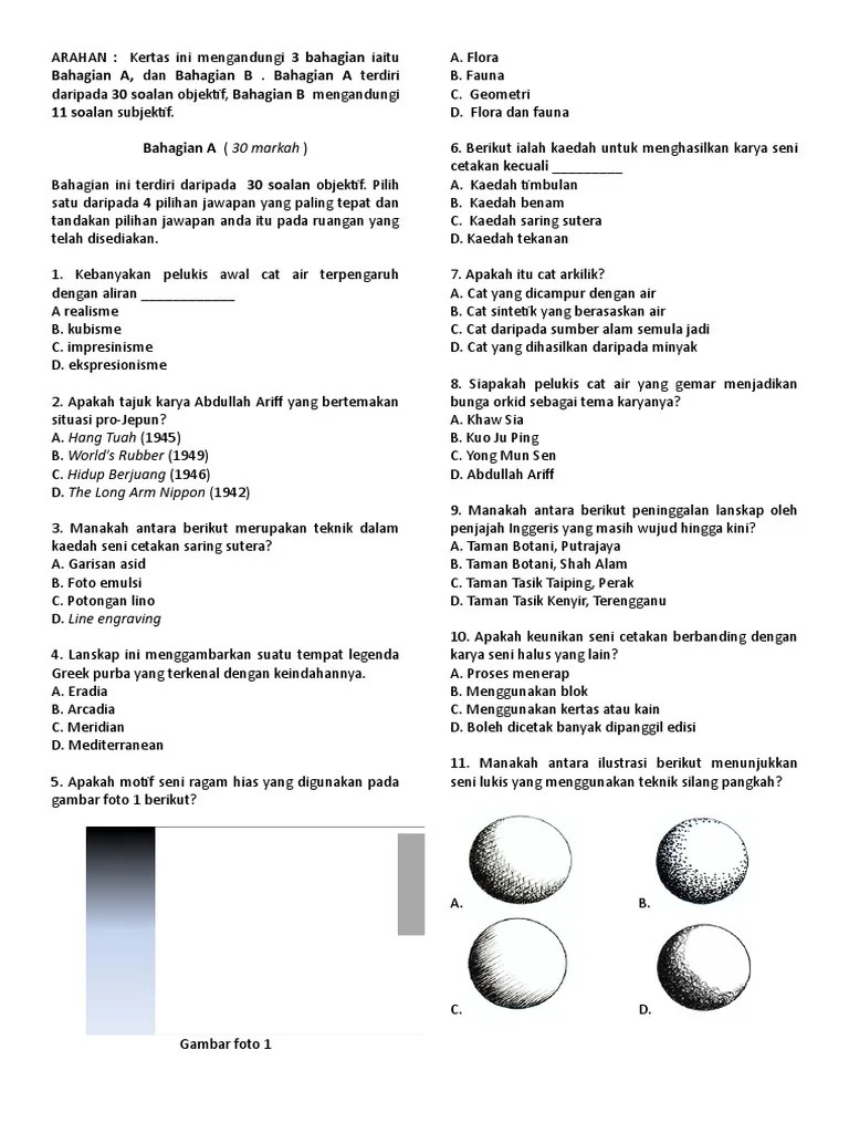 Karya seni cetak dilakarkan di atas permukaan yang disebut dengan plat. Soalan Psv T2 K1 2019 Pdf