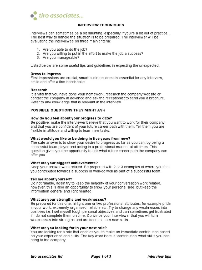 Interview Tips For Candidates | PDF | Competence (Human Resources ...