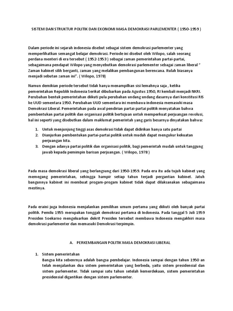Sistem Dan Struktur Politik Dan Ekonomi Indonesia Masa Demokrasi Terpimpin  - Berbagi Struktur