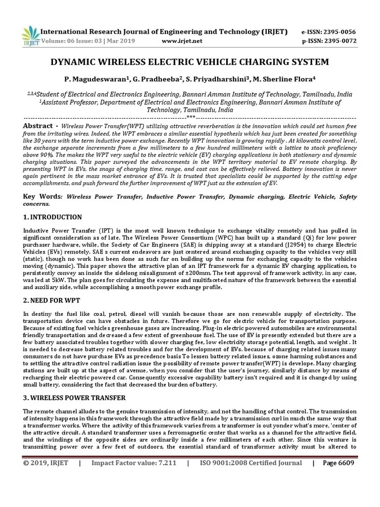 Wireless Charging Of Electric Vehicles | PDF | Electric Vehicle | Inductor