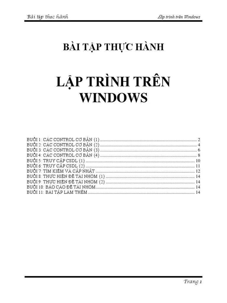 Bai Tap Thuc Hanh - Lap Trinh Windows - CSharp WPF - 2018 | PDF