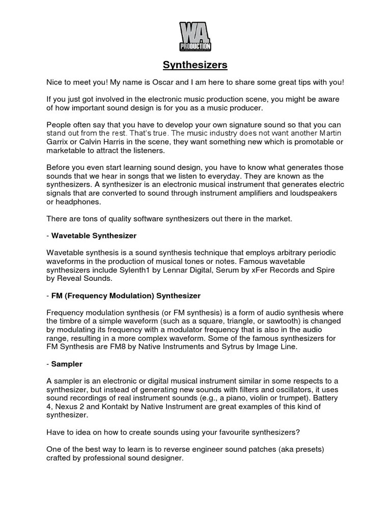 Intro To Music Production PDF | PDF | Synthesizer | Equalization (Audio)