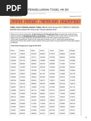 5 2 top line 2d : Tabel Data Pengeluaran Togel Hk 6d Pdf