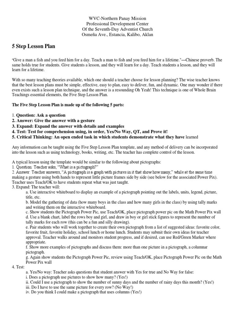 5 Step Lesson Plan | PDF | Lesson Plan | Standardized Tests