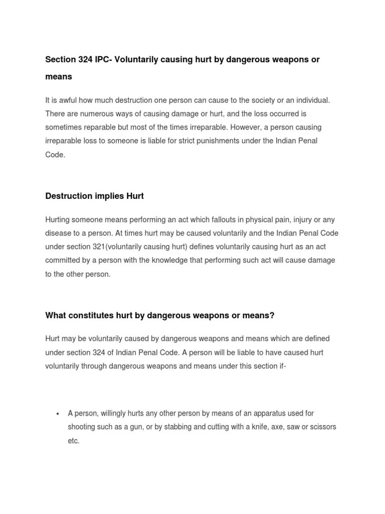 Section 324 IPC | PDF | Crime & Violence | Crime Thriller