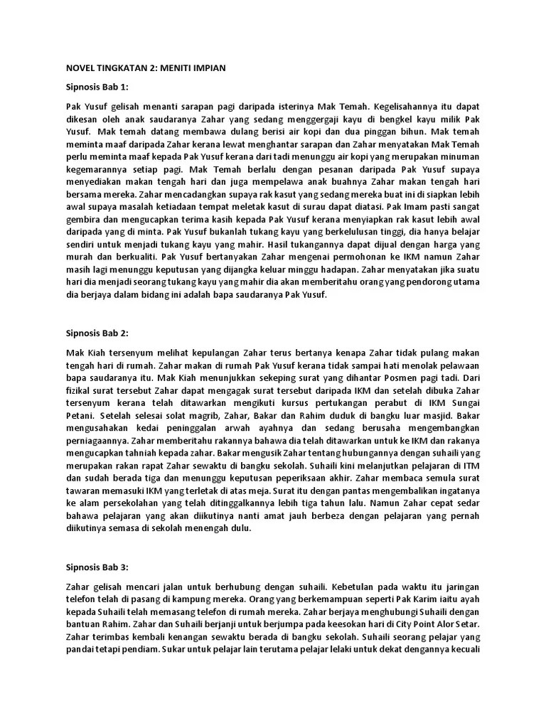 Sinopsis bab 1, 2, 3 (novel tingkatan 2) bab 1: Sinopsis Novel Meniti Impian Tingkatan 2 Jaredctz