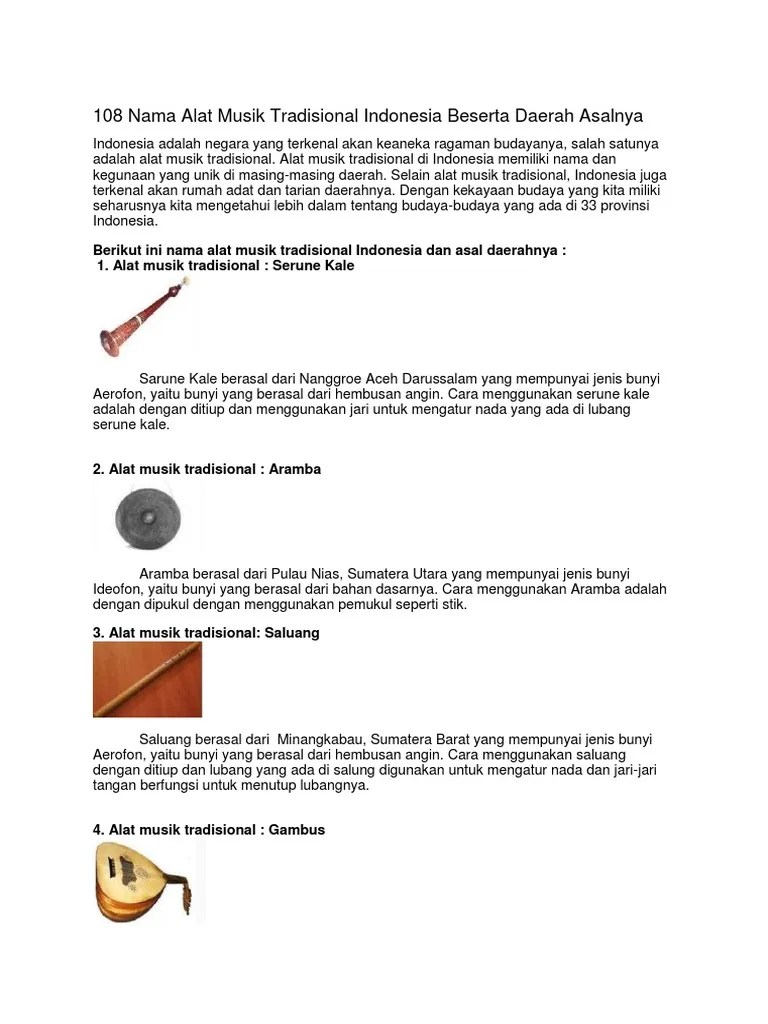 Cara memainkannya adalah menggunakan kedua tangan untuk . 46 Nama Alat Musik Tradisional Indonesia Beserta Daerah Asalnya Pdf
