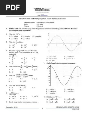 Latihan soal pat matematika sma kelas x (10) kurikulum 2013 dan kunci . Soal Pat Matematika Peminatan Kelas 11 Semester 2 Rasanya