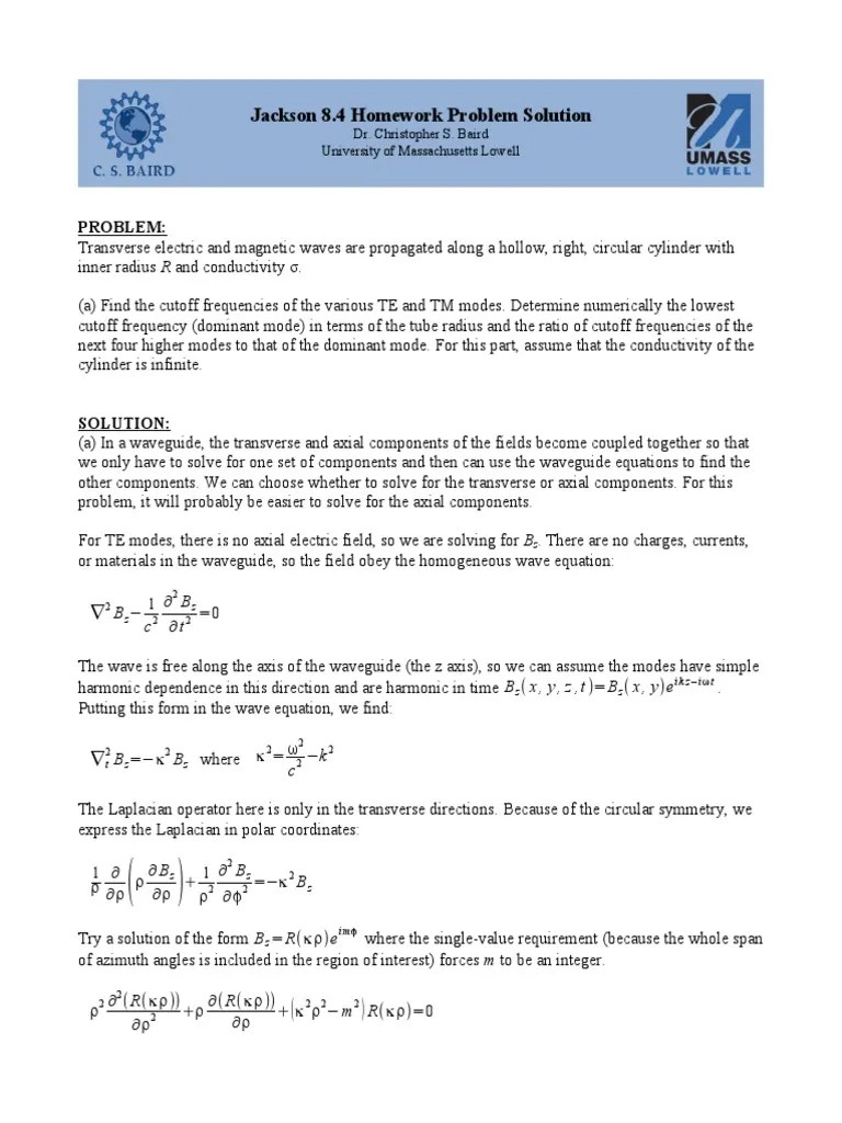 Jackson 8.4 Homework Problem Solution | PDF | Electromagnetism | Physics