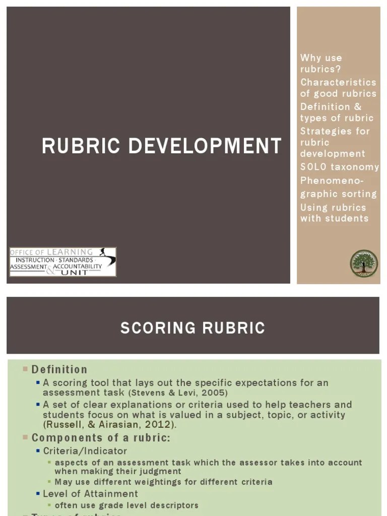 Rubric Development | PDF | Rubric (Academic) | Educational Assessment