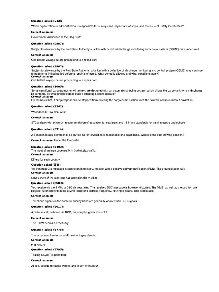 CES - Management - Oil Tanker - Correct Answers | PDF | Oil Tanker | Ships