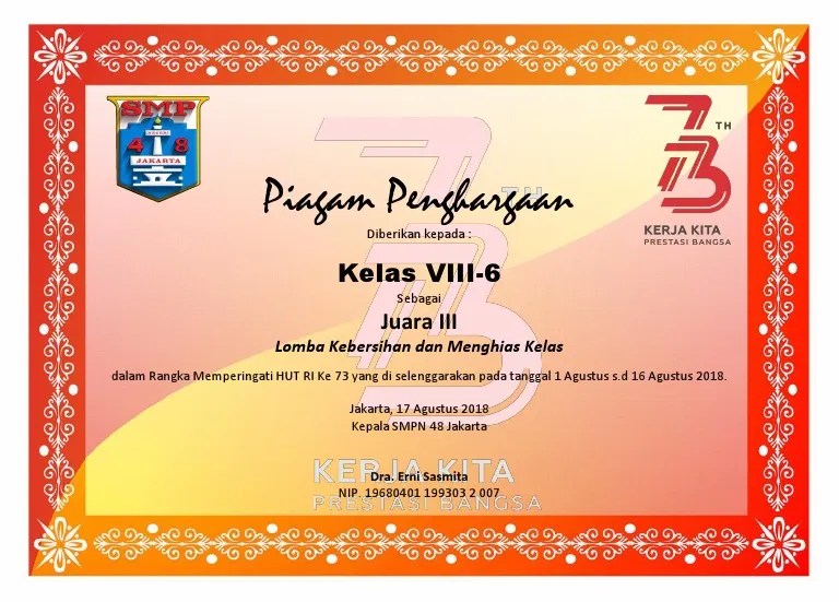 Contoh Piagam Penghargaan Acara Lomba 17 Agustus Berita Hari Ini Djawanews 