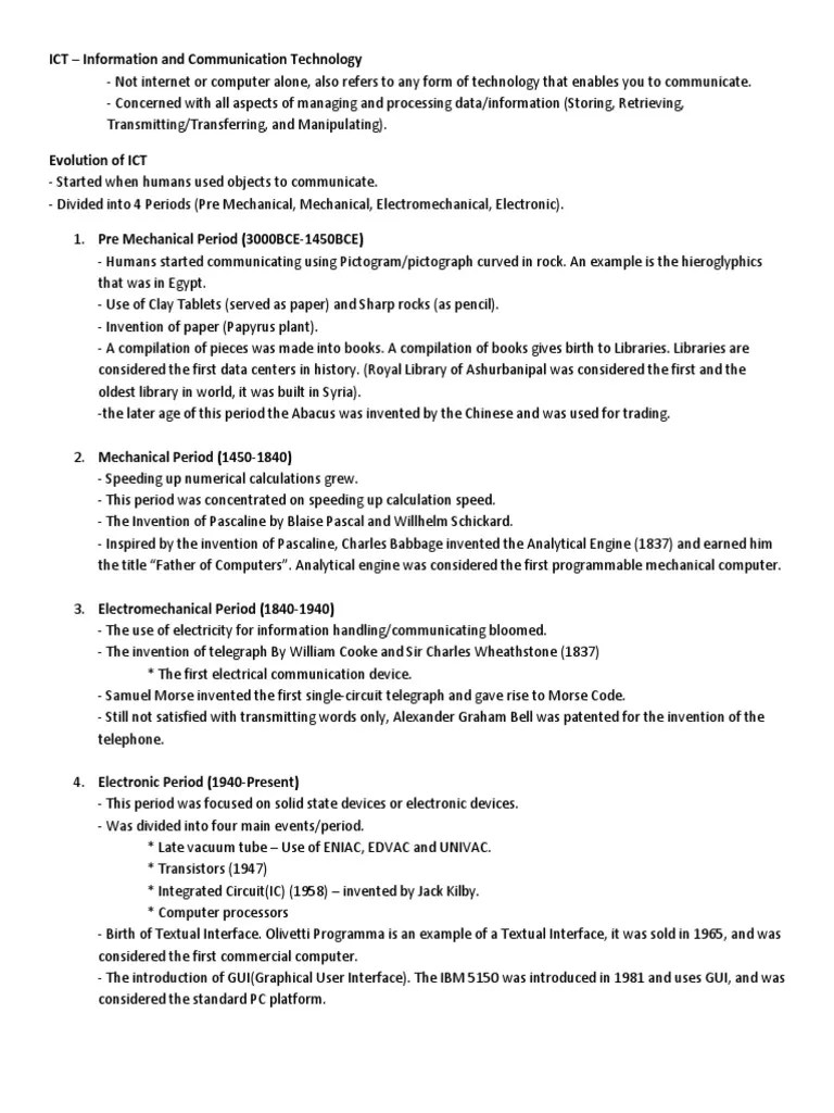 Evolution Of ICT | PDF | Integrated Circuit | Graphical User Interfaces
