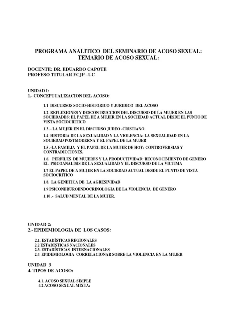 Acoso Sexual | PDF | Acoso Sexual | Sexualidad Y Prejuicios Relacionados Con El Género