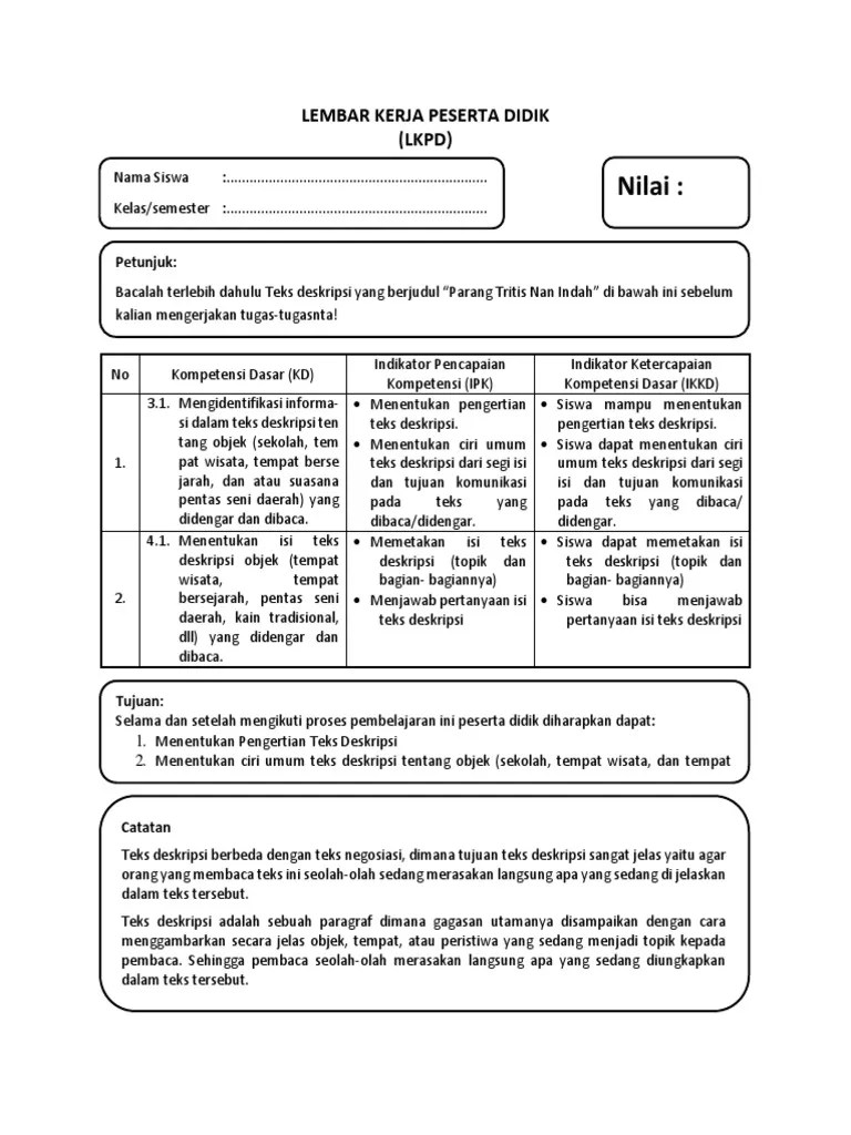 Setelah mempelajari materi struktur dan kebahasaan teks negosiasi, kerjakanlah lkpd berikut ini! Contoh Lkpd Teks Prosedur Penggambar