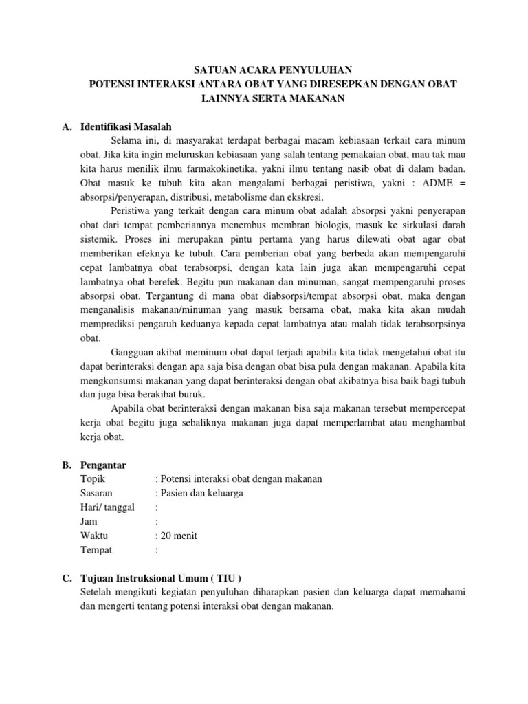 Sap Potensi Interaksi Antara Obat Dengan Obat Lainnya Serta Makanan Sudah |  PDF