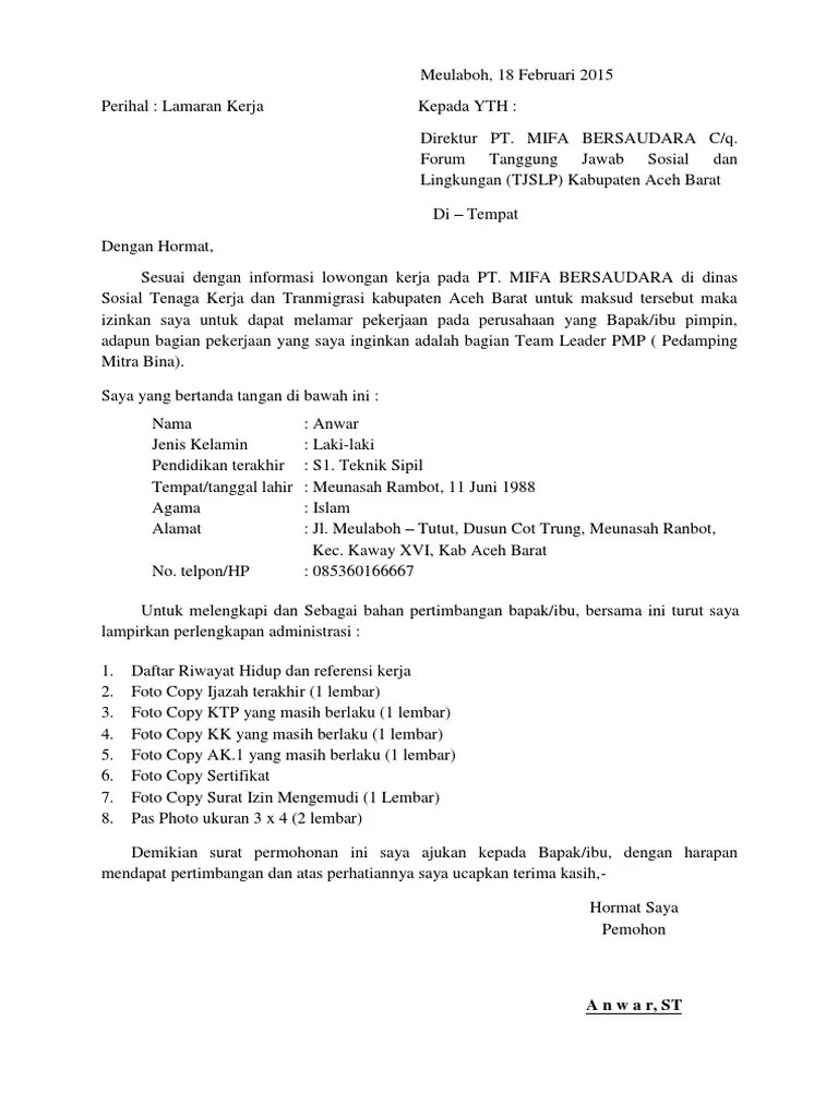 Daftar riwayat hidup sesuai format yang sudah disediakan · 1. Contoh Surat Permohonan Kerja Nusagates