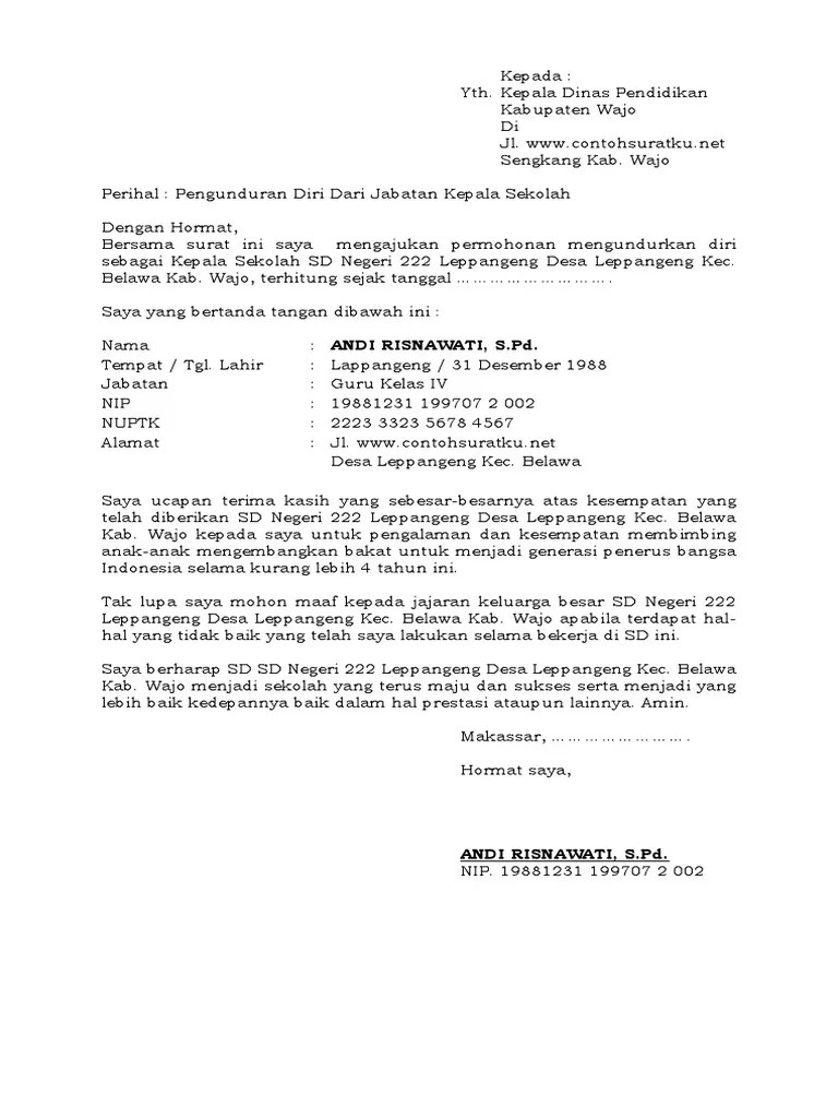 17 Contoh Surat Pengunduran Diri Kerja Yang Resmi Sopan 
