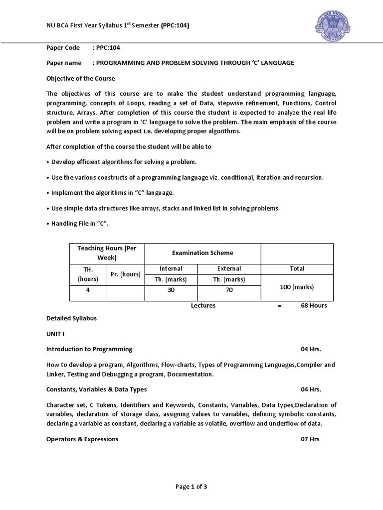 104 - Programming And Problem Solving Through 'C Language | PDF ...
