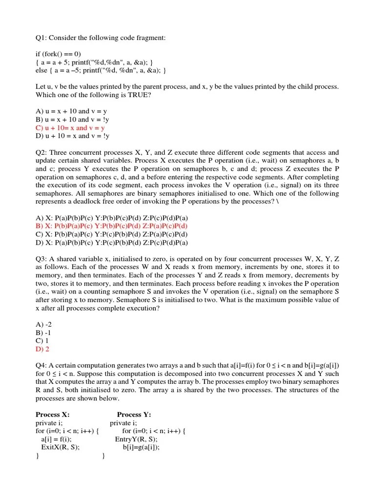 Os MCQ | Download Free PDF | Scheduling (Computing) | Thread (Computing)