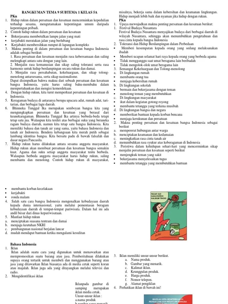 Namun, seni budaya juga mencakup aktivitas dan materi pembelajaran yang memberikan kompetensi pengetahuan tentang karya seni budaya dan kompetensi sikap yang berkaitan dengan seni budaya. Rangkuman Tema 9 Subtema 1 Kelas 5a Pdf