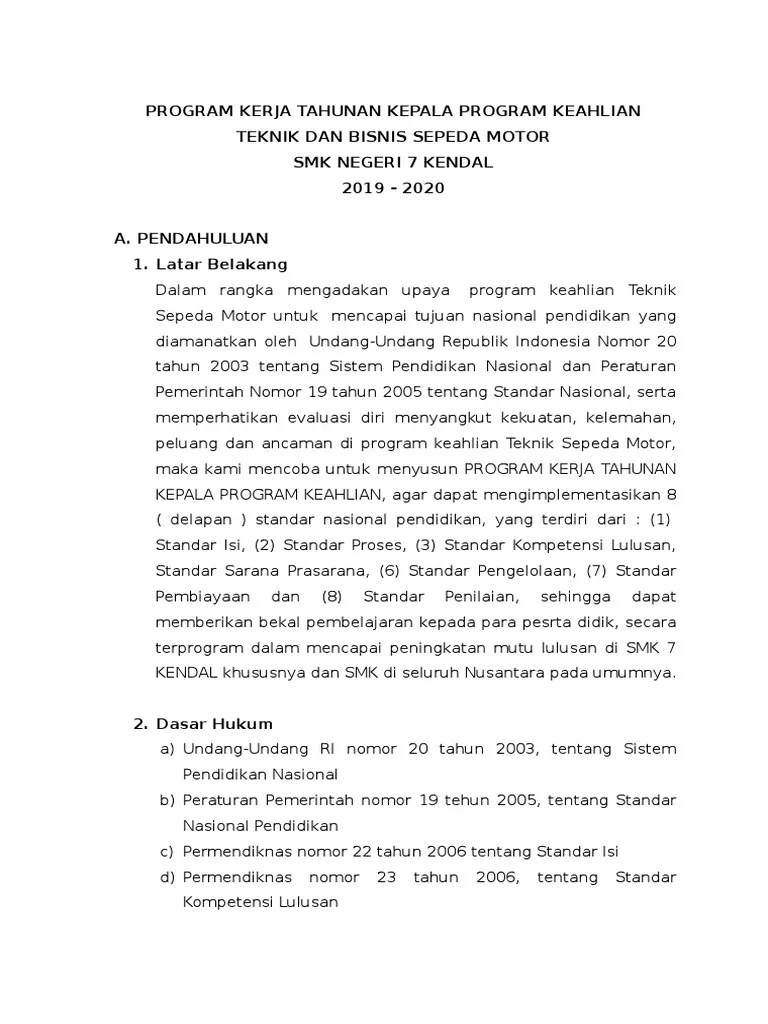 Program Kerja Tahunan Kepala Program Keahlain 2019-2020 | PDF