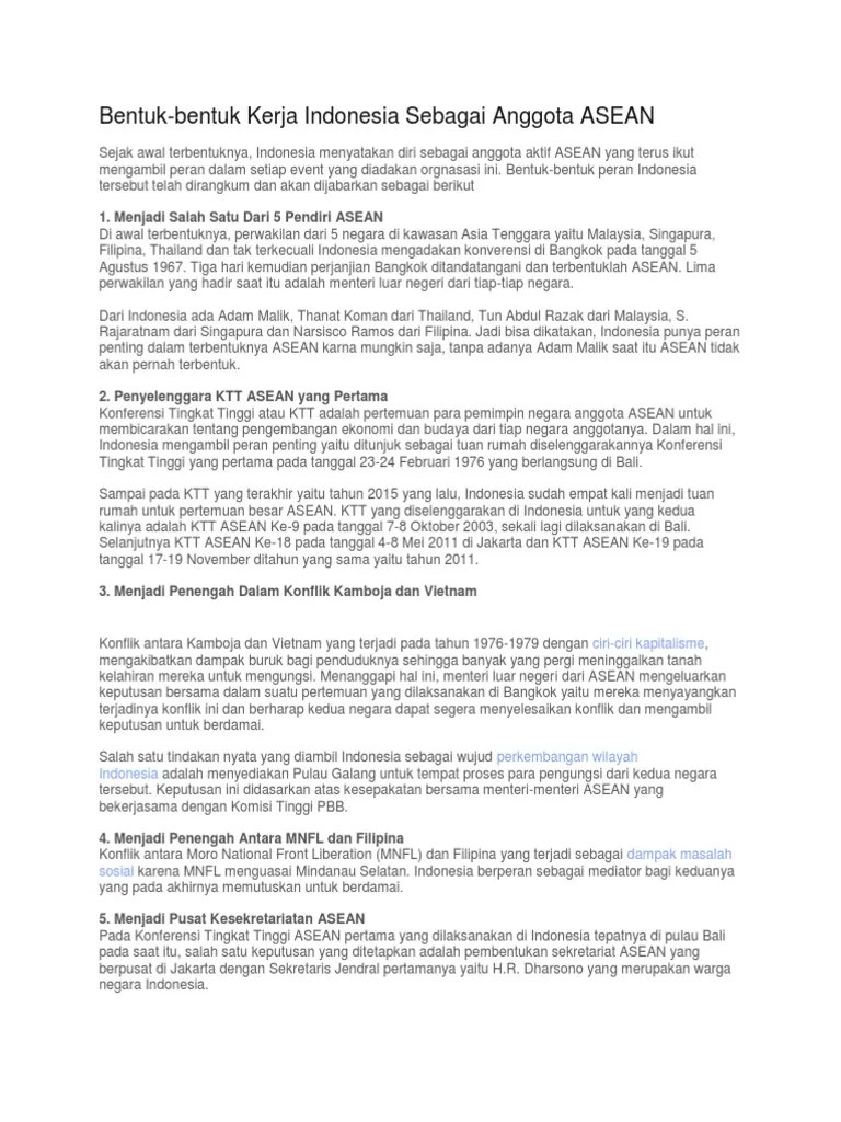 Penjelasan Peran Indo Di Asean