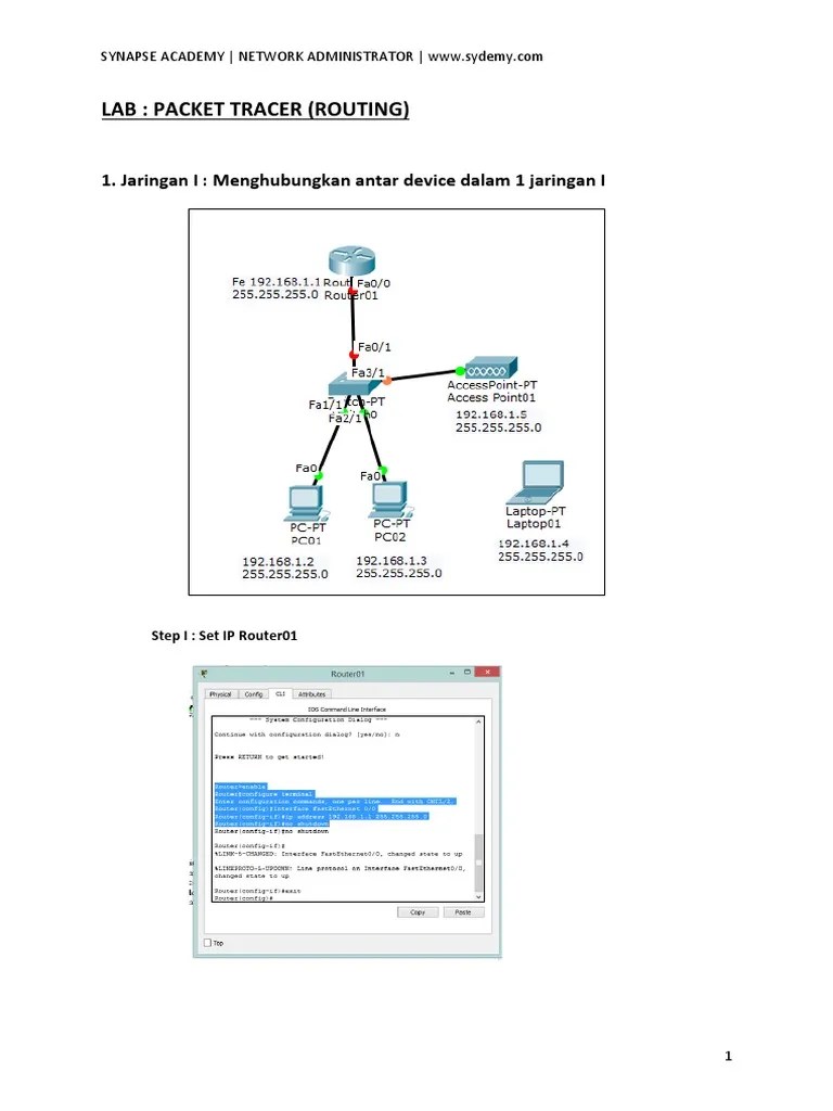 Lab: Packet Tracer (Routing) : 1. Jaringan I: Menghubungkan Antar ...