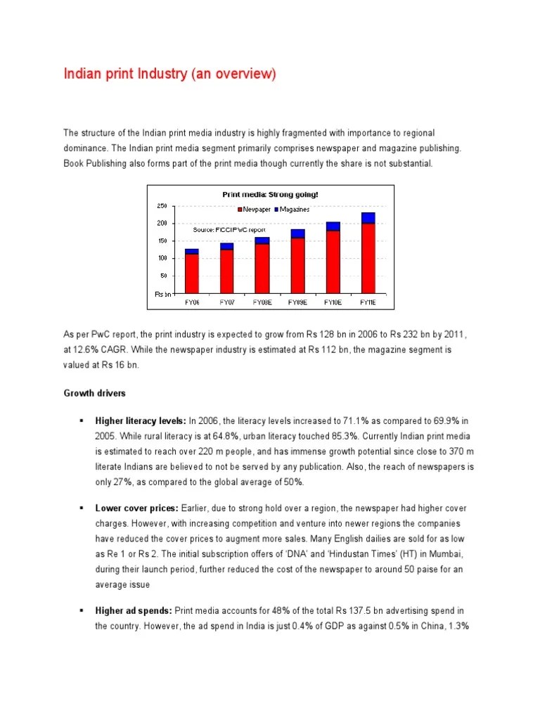 Indian Print Industry | PDF | Newspapers | Newspaper Circulation