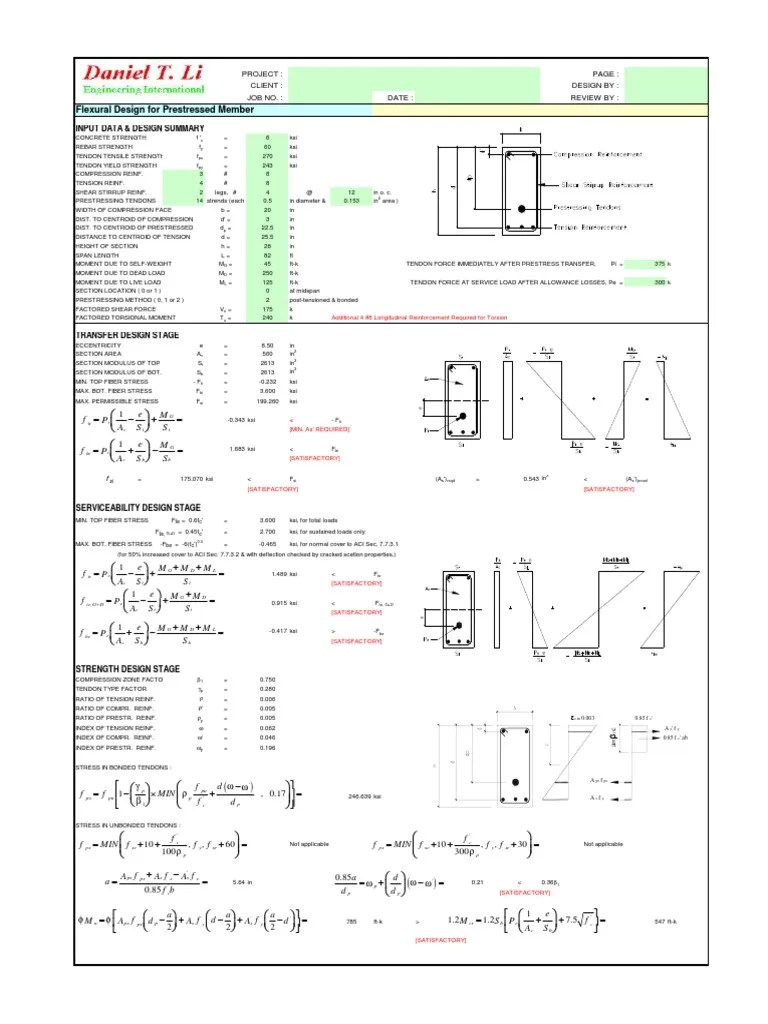 Flexural Design For Prestressed Member | PDF | Prestressed Concrete ...