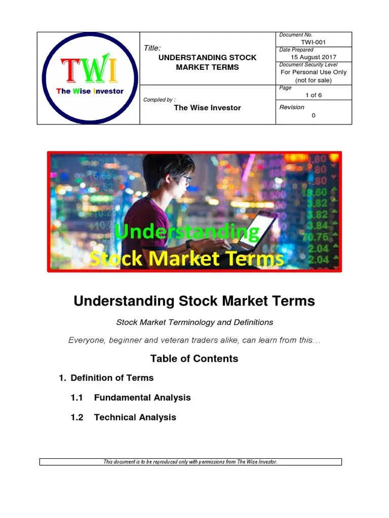 Understanding Stock Market Terms | PDF | Stocks | Stock Market