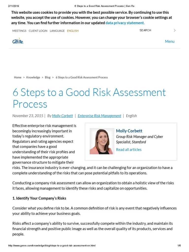 6 Steps To A Good Risk Assessment Process | PDF | Risk Management | Risk Assessment