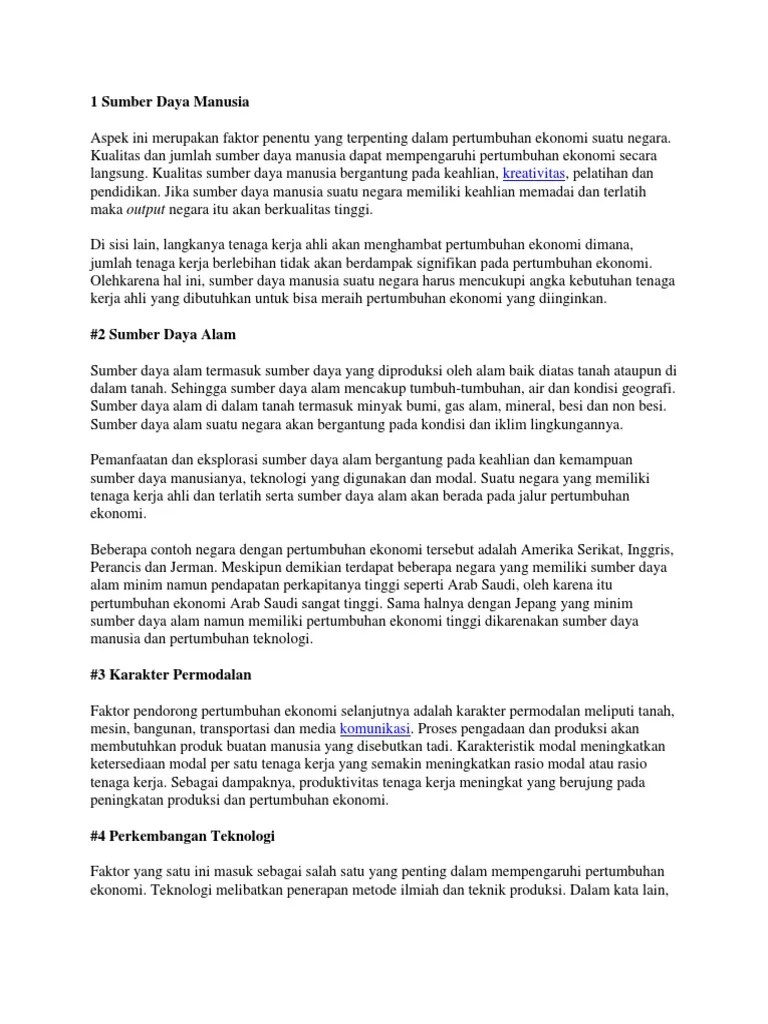 Faktor Pertumbuhan Ekonomi | PDF