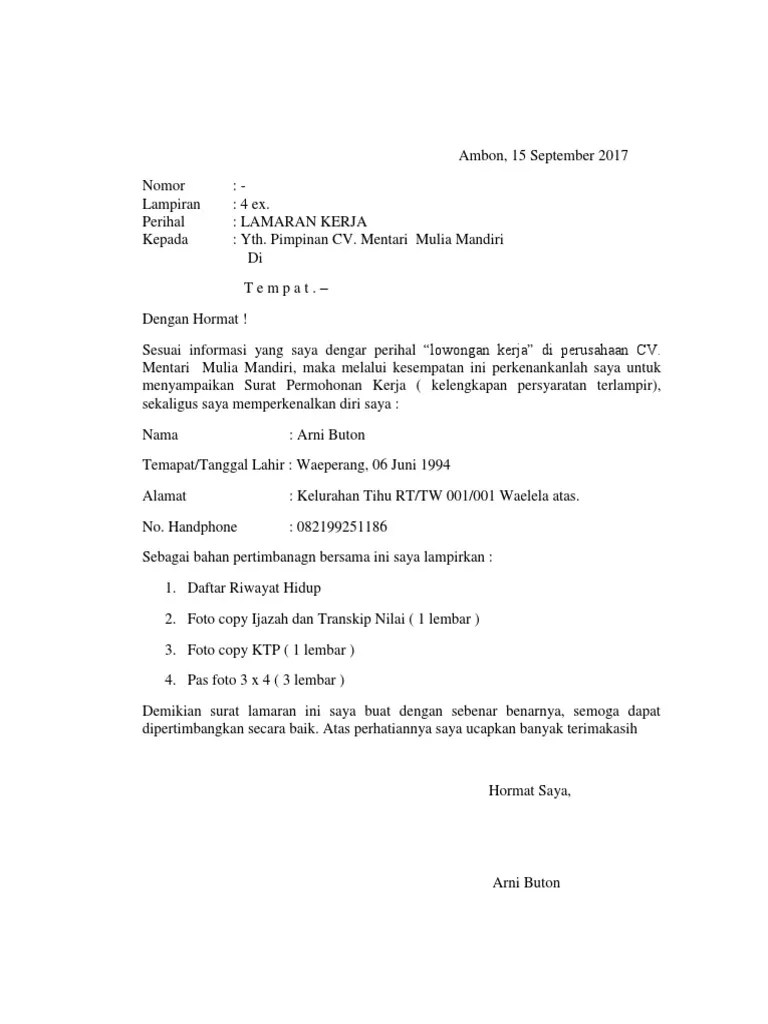 Yuk bikin cv online (curriculum vitae) atau daftar riwayat hidup dan surat lamaran kerja dengan mudah dan murah. Format Lamaran Kerja Pdf