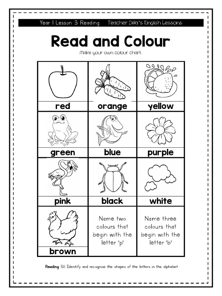 year 1 lesson 3 colour chart pdf