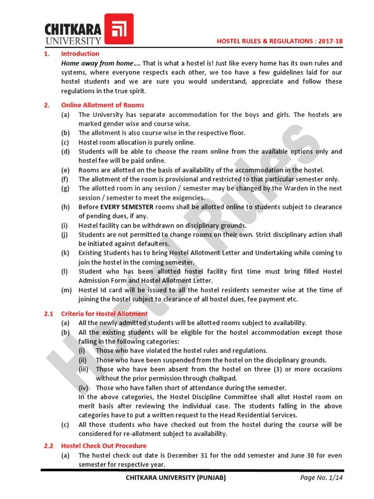 Chitkara University | PDF | Hostel | Foods
