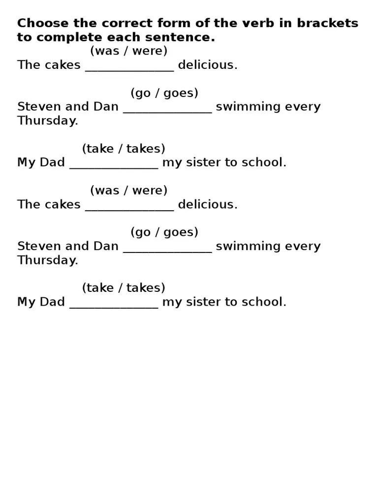 Choose The Correct Form of The Verb | PDF