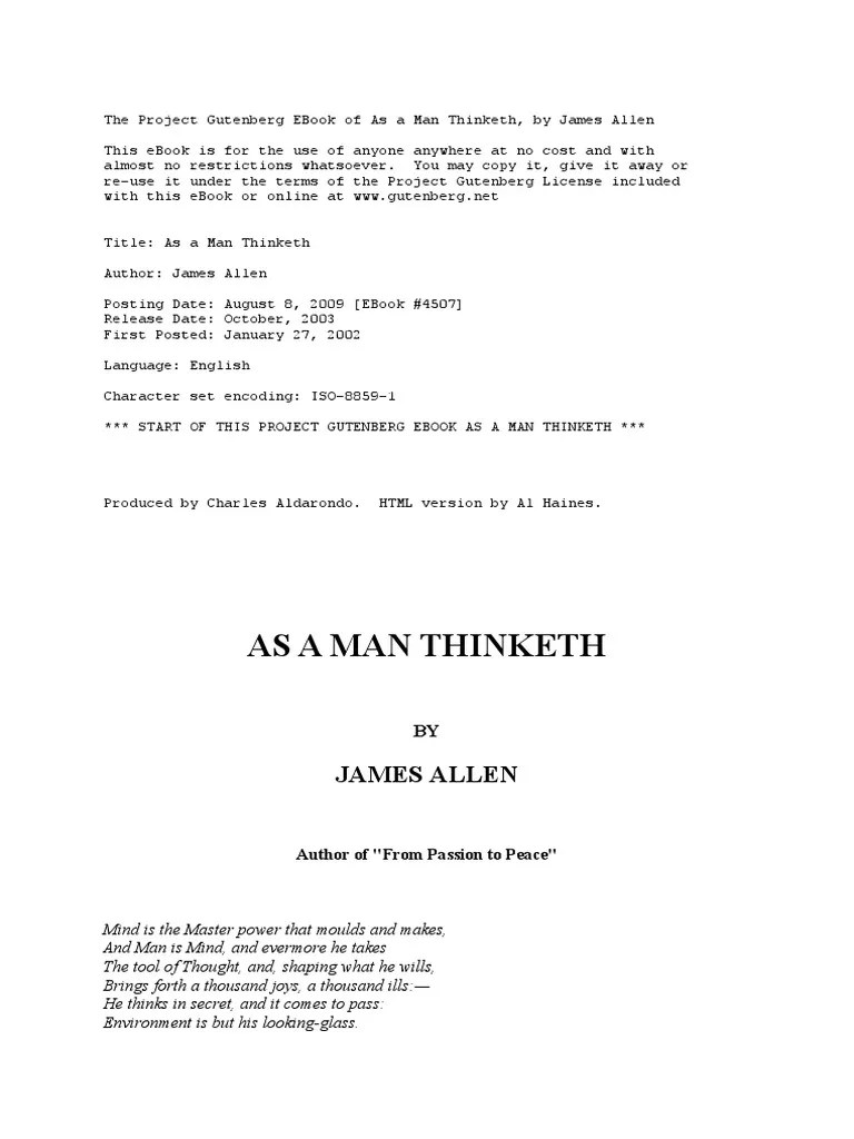 As A Man Thinketh | PDF | Project Gutenberg | Public Domain