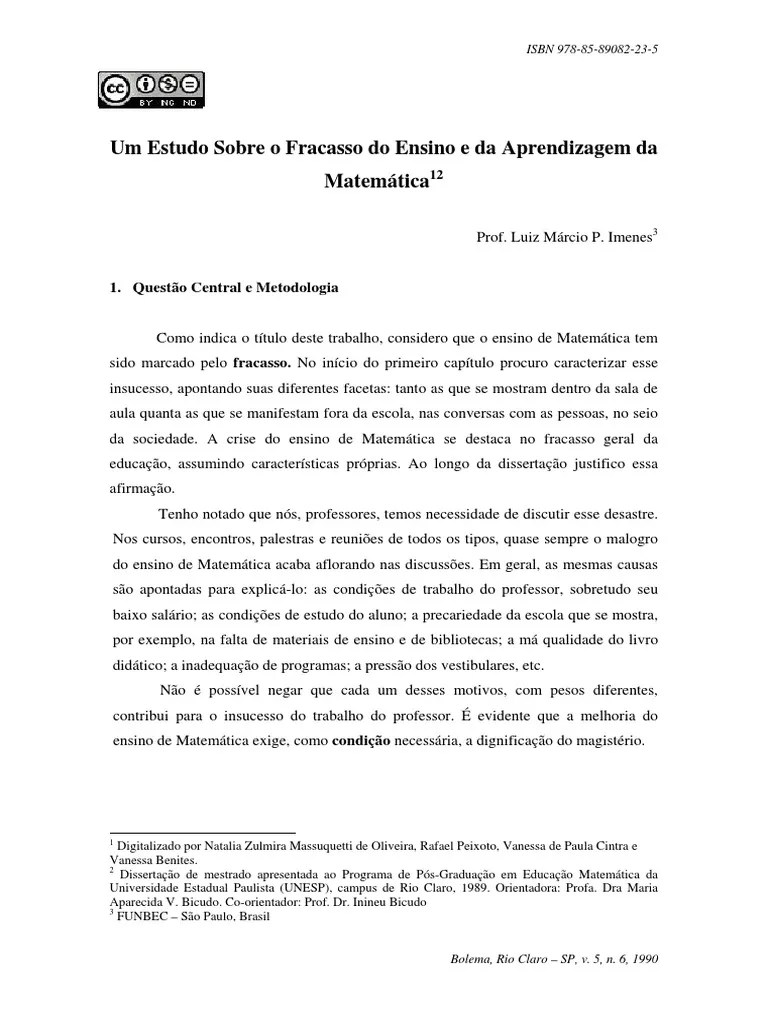 Ensino Aprendizagem Em Matemática | PDF | Ensino De Matemática | Aprendizado