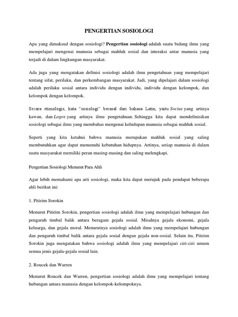 Inovasi saintek dapat menjadi solusi jangka pendek. Apa Yang Dimaksud Dengan Sosiologi Nasi