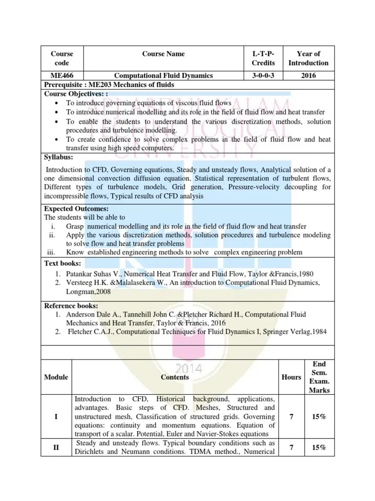 ME466 Computational Fluid Dynamics | Download Free PDF | Computational Fluid Dynamics | Navier ...