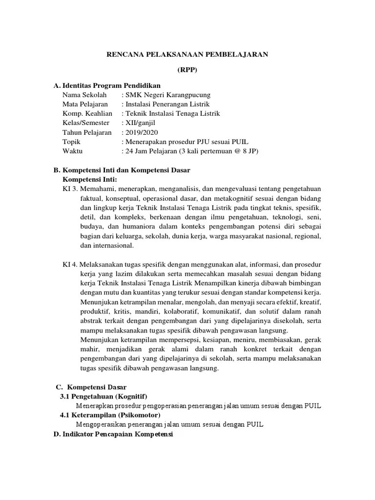 soal latihan usbn / us / un prakarya rekayasa &amp; Rpp Instalasi Penerangan Listrik Kelas 12 Kd1 1 3 Pdf