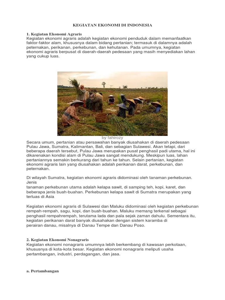 Kegiatan Ekonomi Di Indonesia | PDF