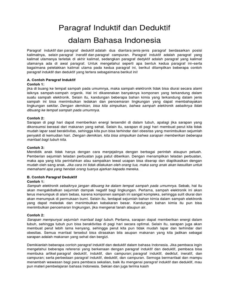 14 Contoh Paragraf Induktif Beserta Jenisnya Jadijuara 